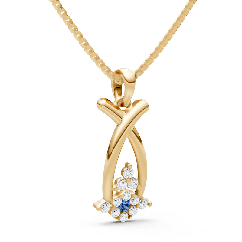 London Blue Topaz Abstract Wishbone Accent Pendant