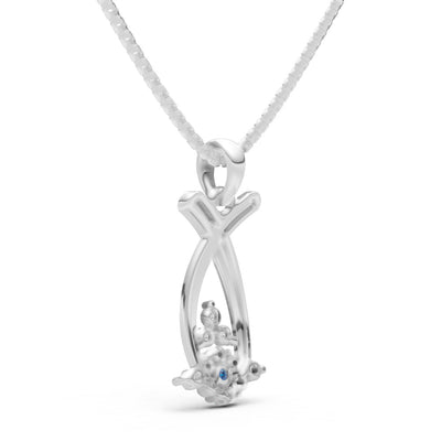 London Blue Topaz Abstract Wishbone Accent Pendant