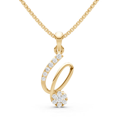 Cursive Swirl Flower Cluster Pendant