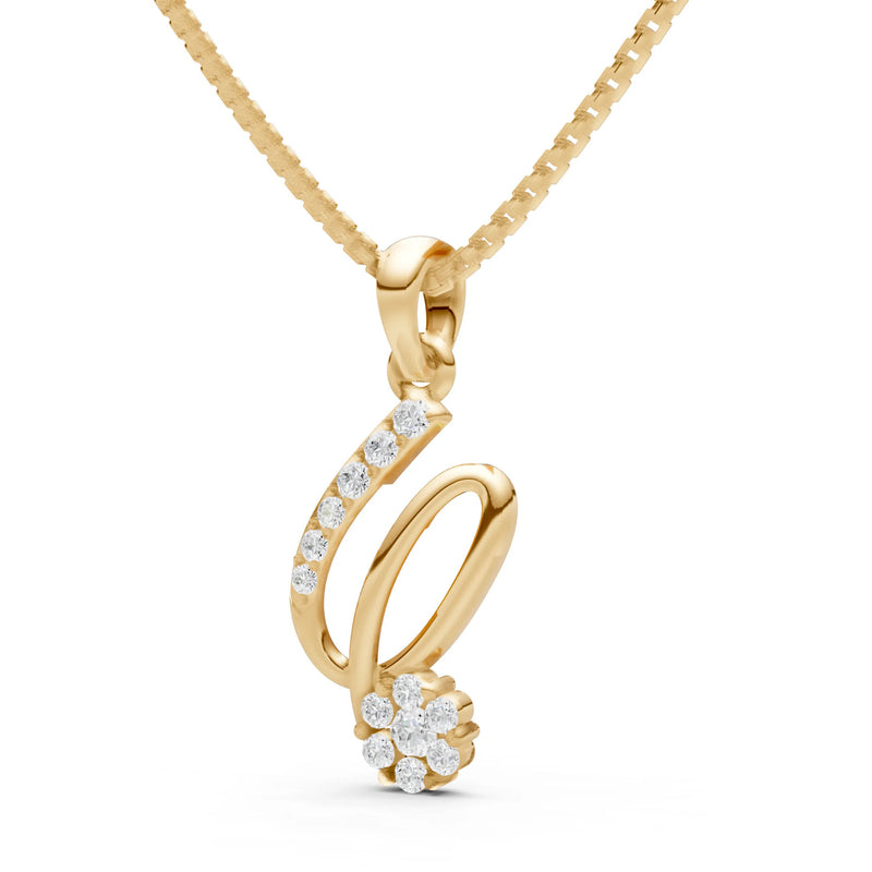 Cursive Swirl Flower Cluster Pendant