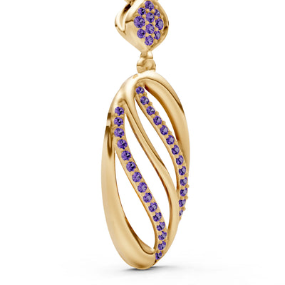 Amethyst Oval Abstract Pave Pendant