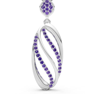 Amethyst Oval Abstract Pave Pendant