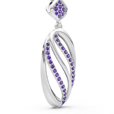 Amethyst Oval Abstract Pave Pendant