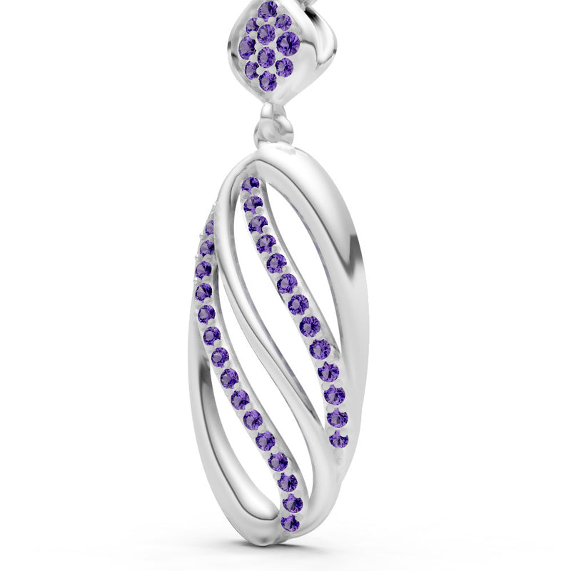 Amethyst Oval Abstract Pave Pendant