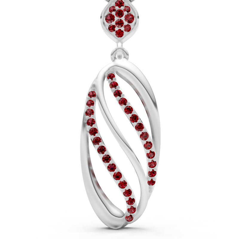Garnet Oval Abstract Pave Pendant