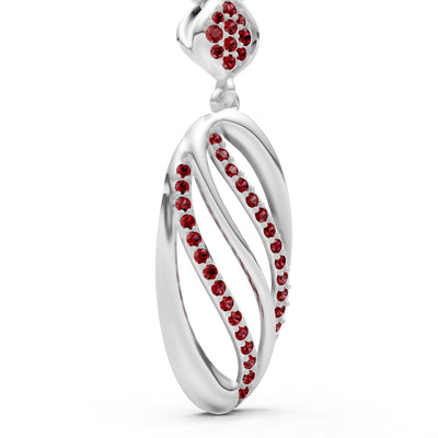 Garnet Oval Abstract Pave Pendant