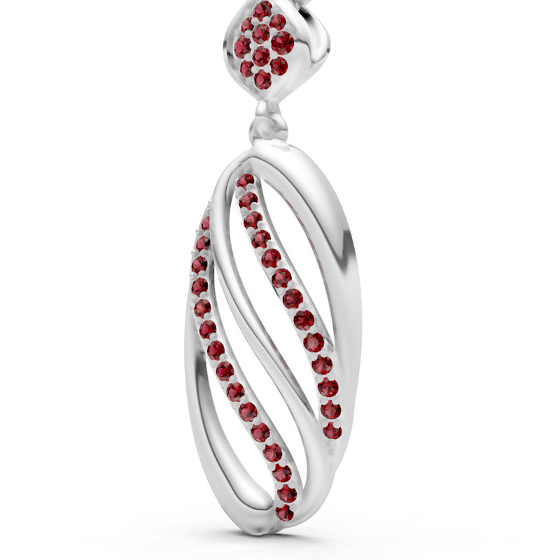 Garnet Oval Abstract Pave Pendant