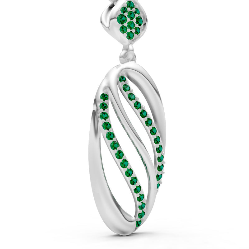 Emerald Oval Abstract Pave Pendant