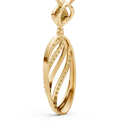 Peridot Oval Abstract Pave Pendant