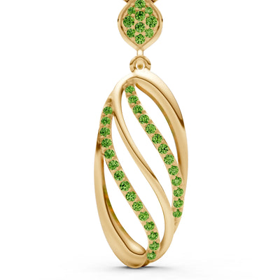 Peridot Oval Abstract Pave Pendant