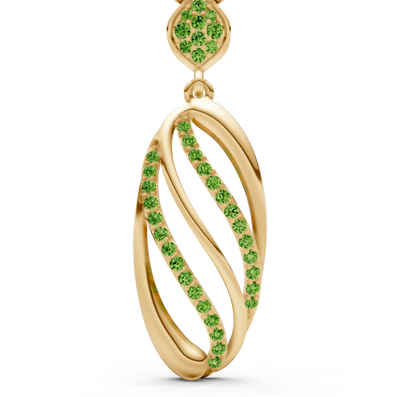 Peridot Oval Abstract Pave Pendant