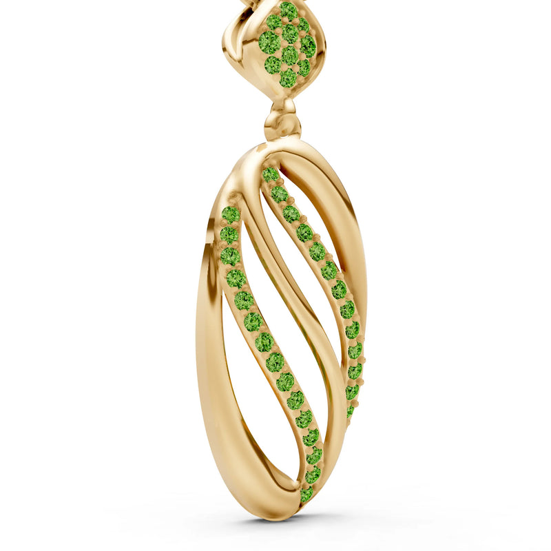Peridot Oval Abstract Pave Pendant