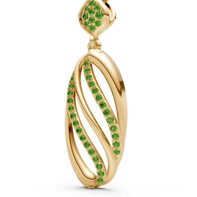 Peridot Oval Abstract Pave Pendant