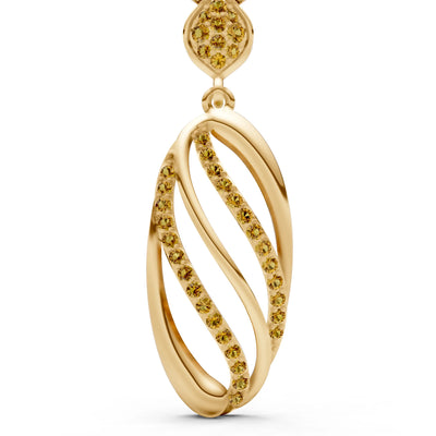 Citrine Oval Abstract Pave Pendant