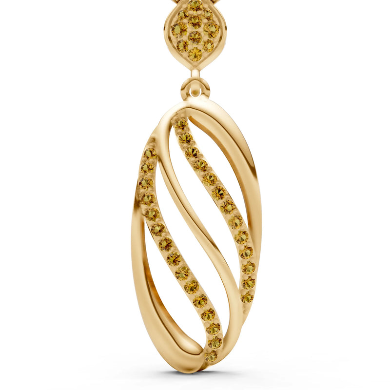 Citrine Oval Abstract Pave Pendant