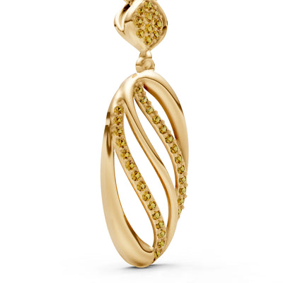 Citrine Oval Abstract Pave Pendant