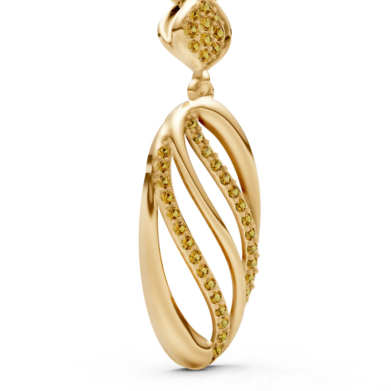 Citrine Oval Abstract Pave Pendant