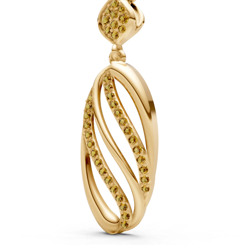 Citrine Oval Abstract Pave Pendant