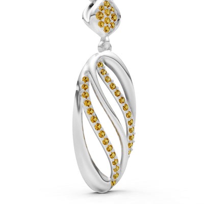 Citrine Oval Abstract Pave Pendant