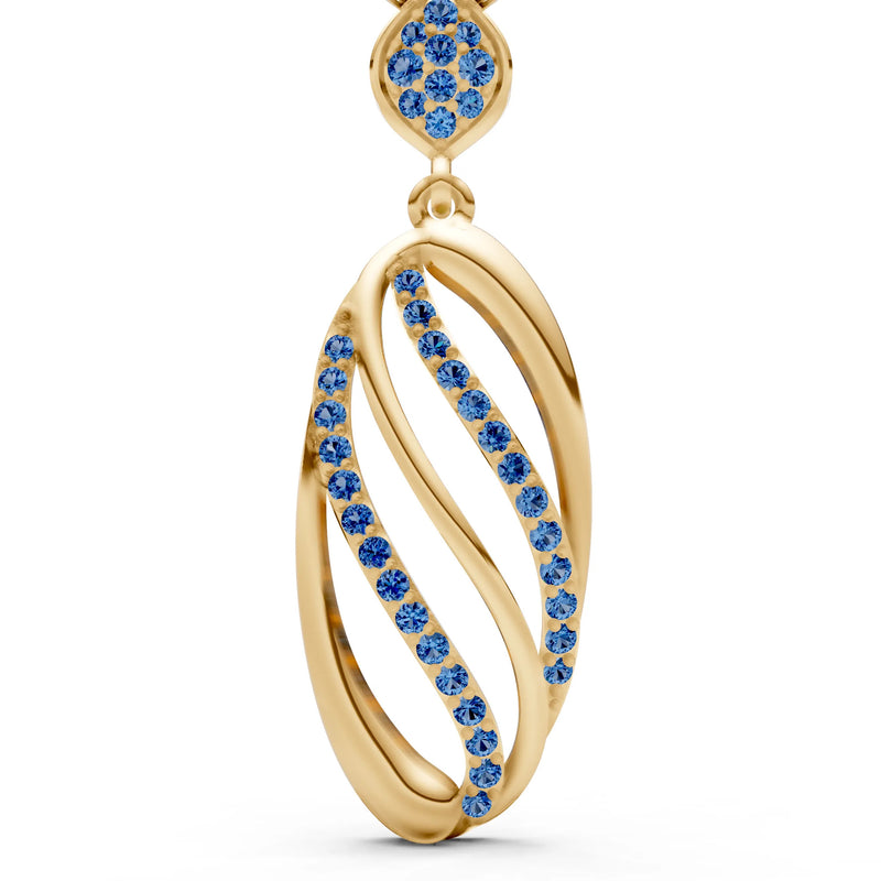 London Blue Topaz Oval Abstract Pave Pendant