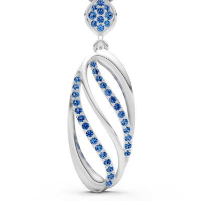 London Blue Topaz Oval Abstract Pave Pendant