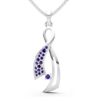 Amethyst Infinity Ribbon Pave Pendant