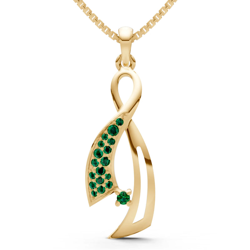 Emerald Infinity Ribbon Pave Pendant