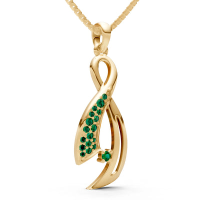 Emerald Infinity Ribbon Pave Pendant