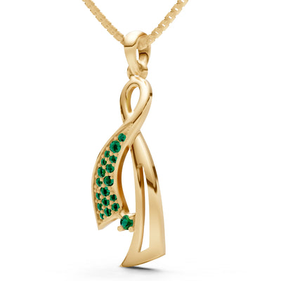 Emerald Infinity Ribbon Pave Pendant