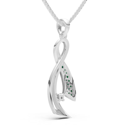 Emerald Infinity Ribbon Pave Pendant