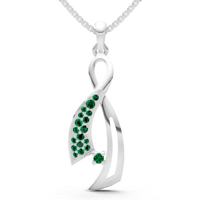 Emerald Infinity Ribbon Pave Pendant