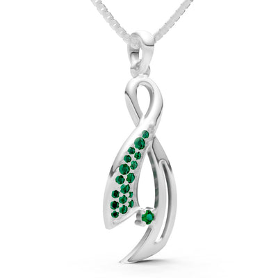Emerald Infinity Ribbon Pave Pendant