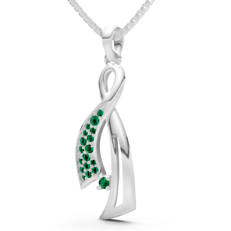 Emerald Infinity Ribbon Pave Pendant