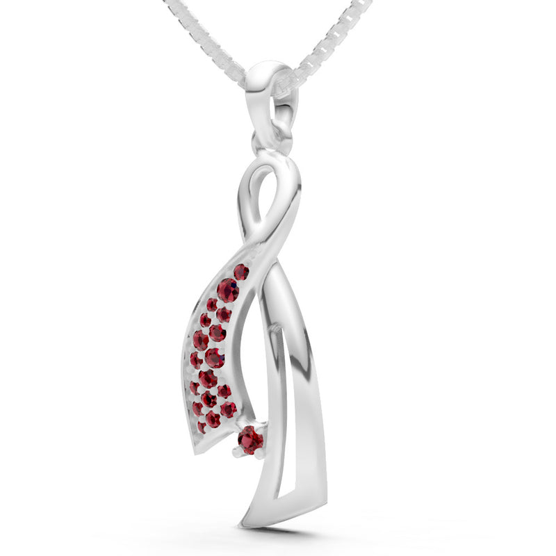 Garnet Infinity Ribbon Pave Pendant