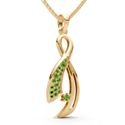 Peridot Infinity Ribbon Pave Pendant