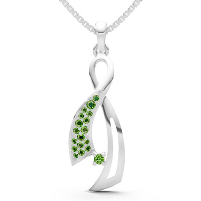 Peridot Infinity Ribbon Pave Pendant