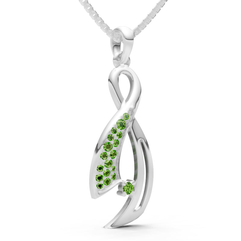 Peridot Infinity Ribbon Pave Pendant