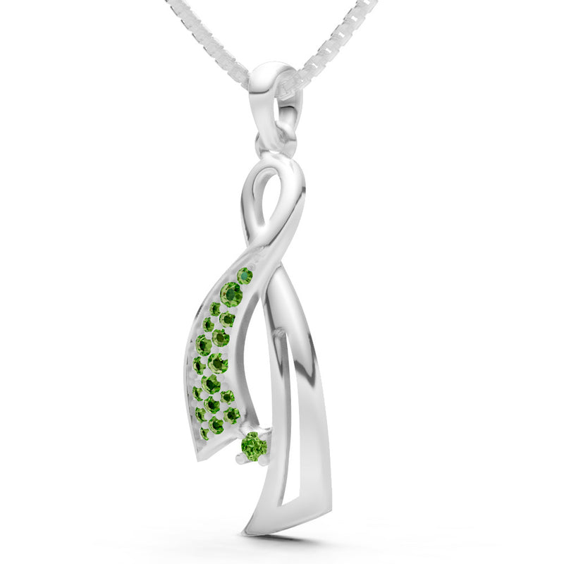 Peridot Infinity Ribbon Pave Pendant