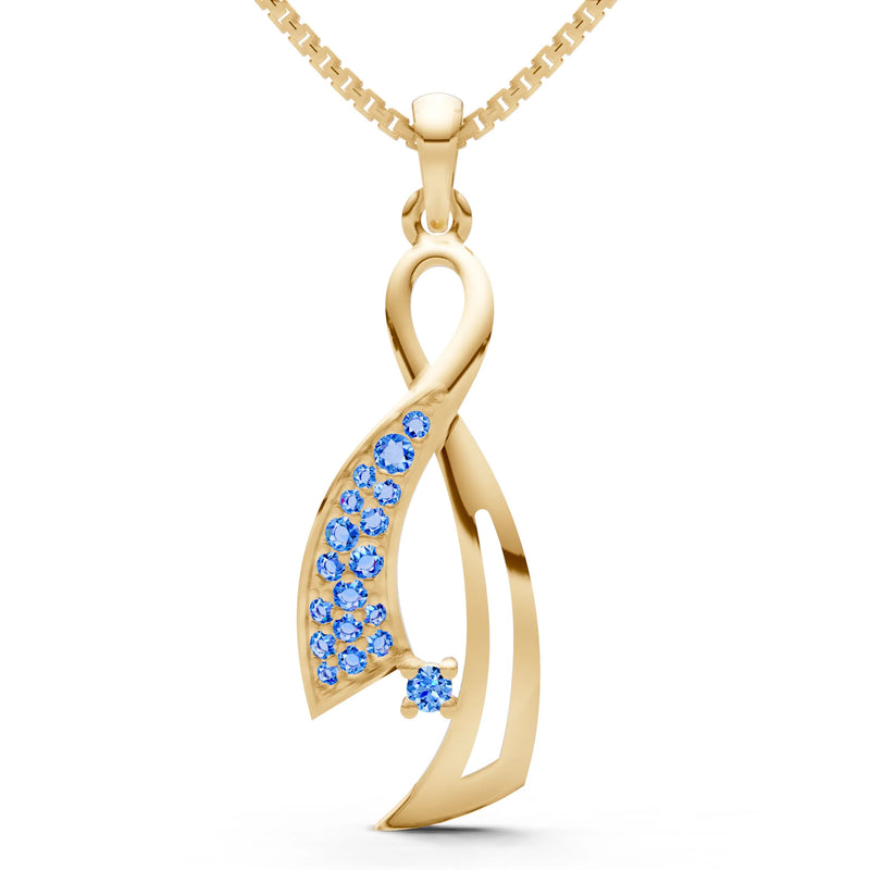 Swiss Blue Topaz Infinity Ribbon Pave Pendant