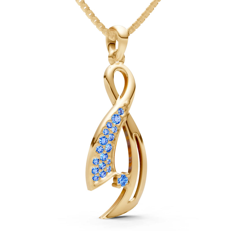 Swiss Blue Topaz Infinity Ribbon Pave Pendant