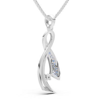 Swiss Blue Topaz Infinity Ribbon Pave Pendant