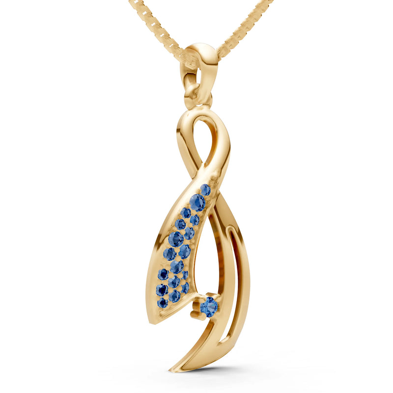 London Blue Topaz Infinity Ribbon Pave Pendant