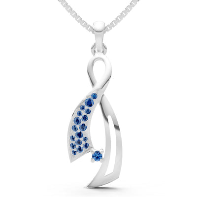 London Blue Topaz Infinity Ribbon Pave Pendant