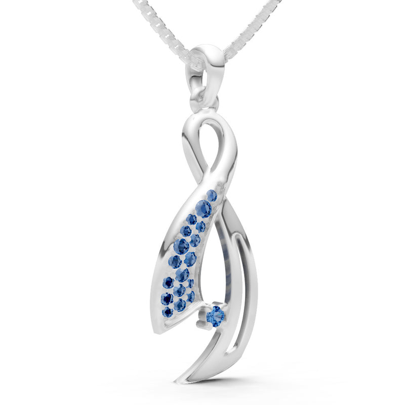 London Blue Topaz Infinity Ribbon Pave Pendant