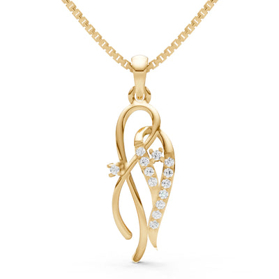 Diamond Twin Leaf Pave Pendant