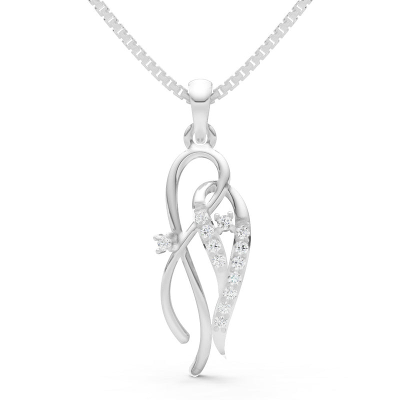 Diamond Twin Leaf Pave Pendant