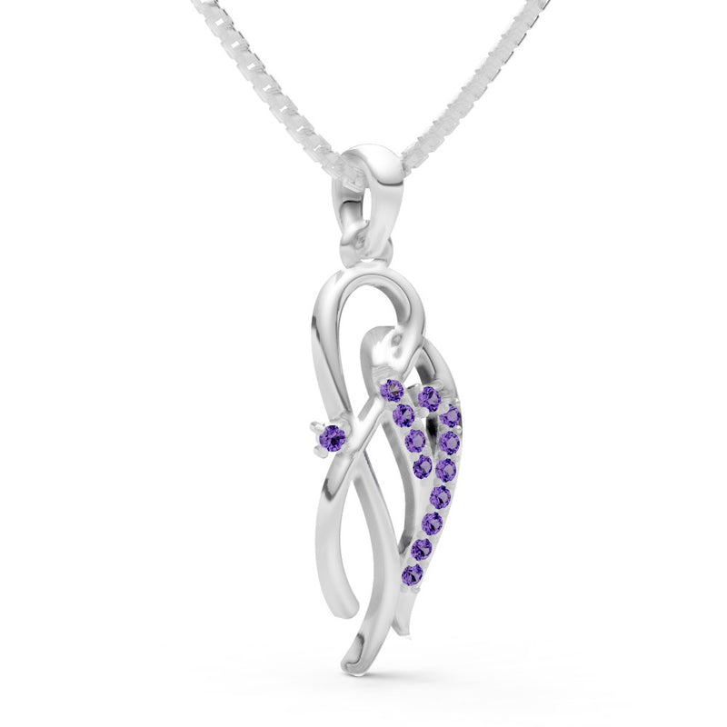 Amethyst Twin Leaf Pave Pendant