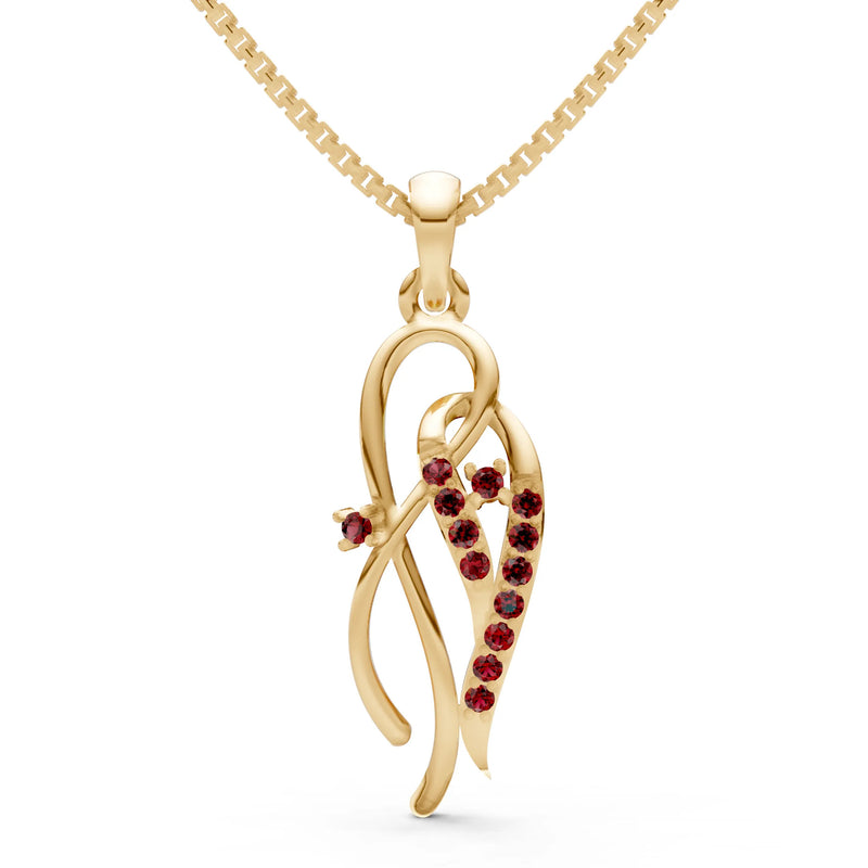 Garnet Twin Leaf Pave Pendant