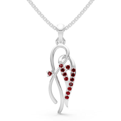 Garnet Twin Leaf Pave Pendant