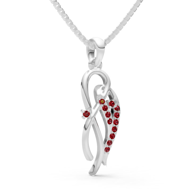 Garnet Twin Leaf Pave Pendant